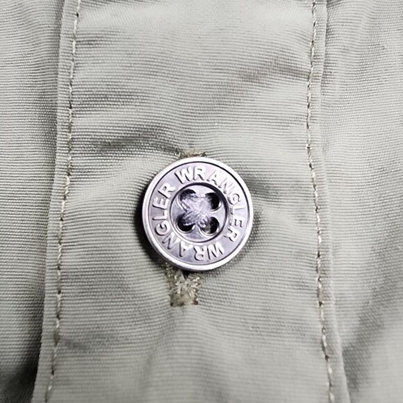 Wrangler Shirt Mens XL Green Short Sleeve Regular Fit Button Down Hiking Pockets - Picture 14 of 16